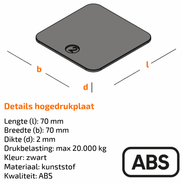 Hogedrukplaat abs 2 mm
