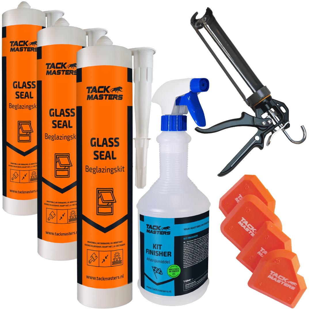 Beglazingskit wit complete set voor ramen afkitten